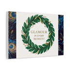 Canvas Wall Art - 'Glamour in Every Moment' Green Laurel Wreath