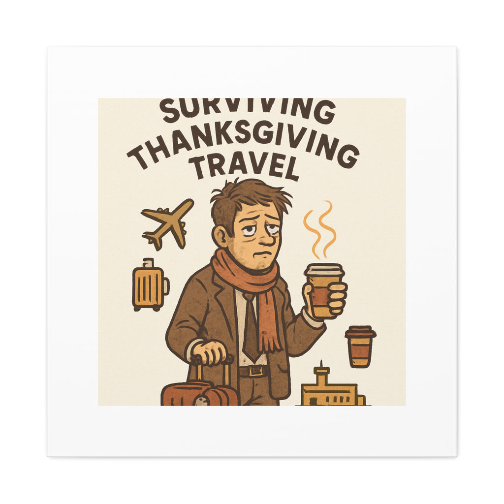 Surviving Thanksgiving Travel Canvas Art — Funny Travel Humor Wall Decor