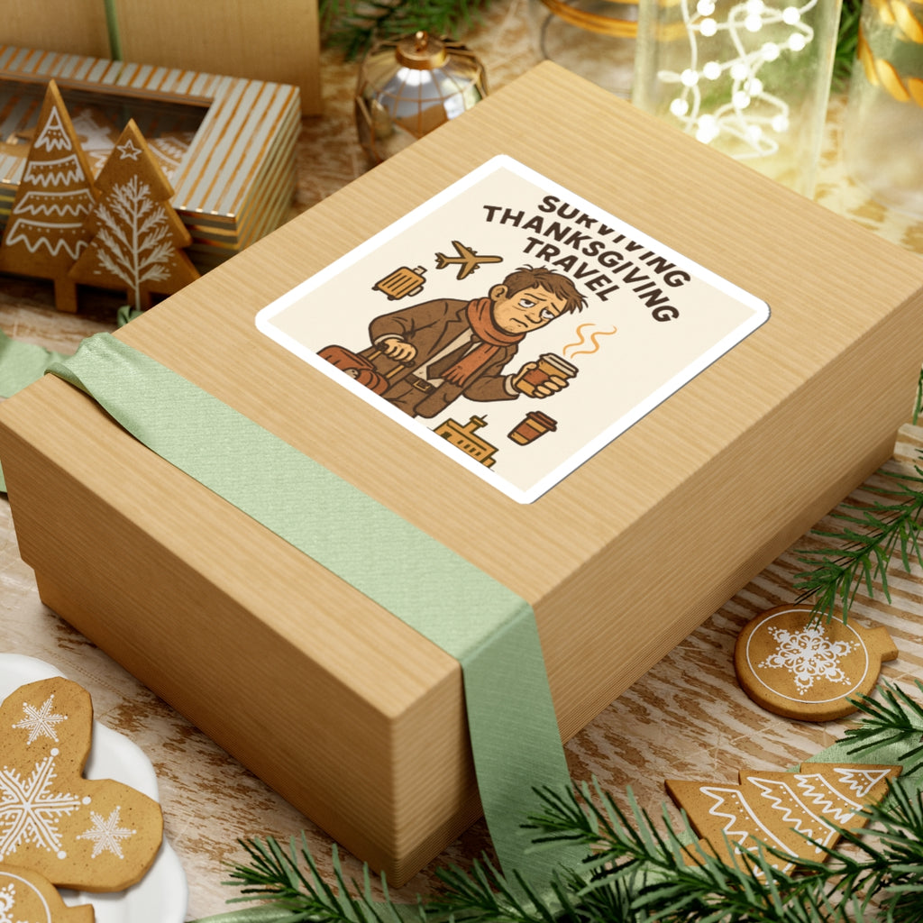 Sticker — "Surviving Thanksgiving Travel" Funny Holiday Travel Sticker