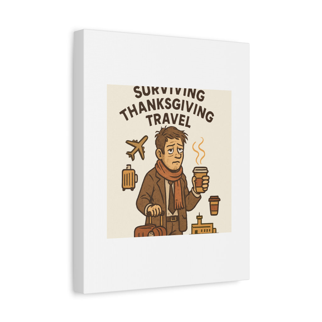 Surviving Thanksgiving Travel Canvas Art — Funny Travel Humor Wall Decor