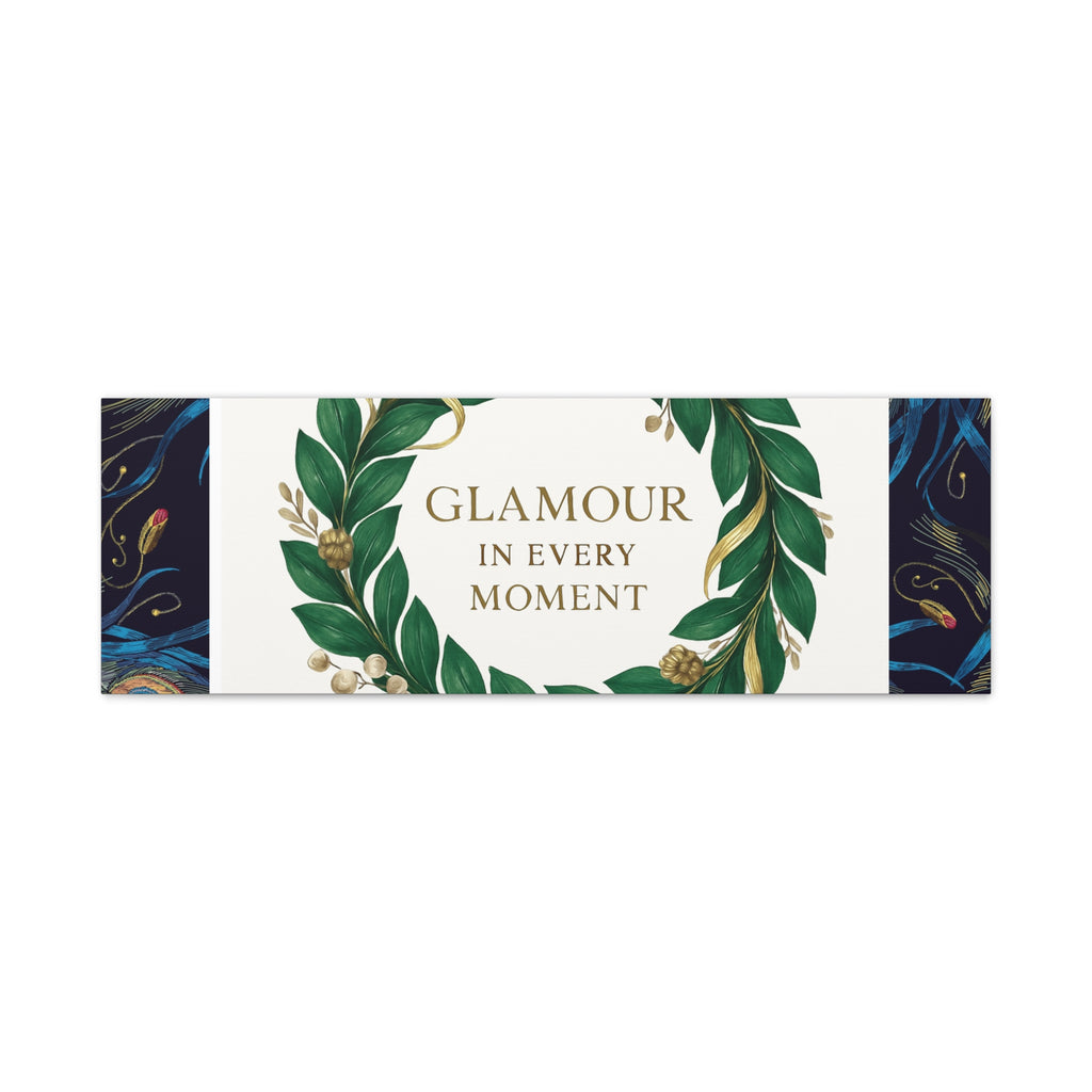 Canvas Wall Art - 'Glamour in Every Moment' Green Laurel Wreath