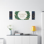 Canvas Wall Art - 'Glamour in Every Moment' Green Laurel Wreath