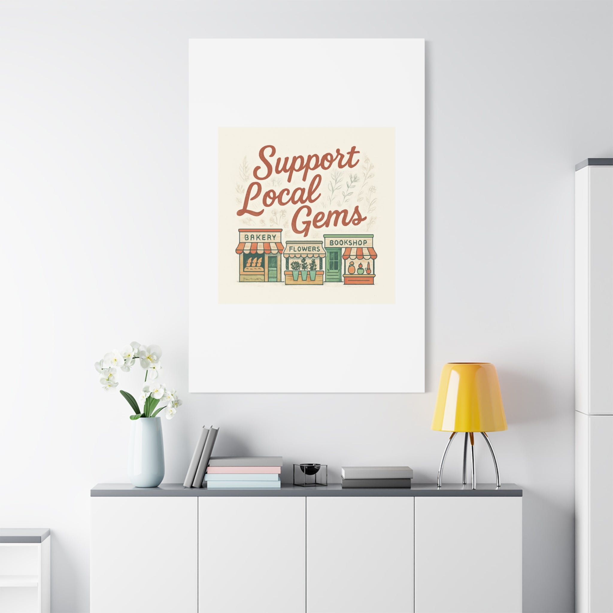Support Local Gems Canvas Wall Art — Small Business Bakery Flowers Bookshop Print