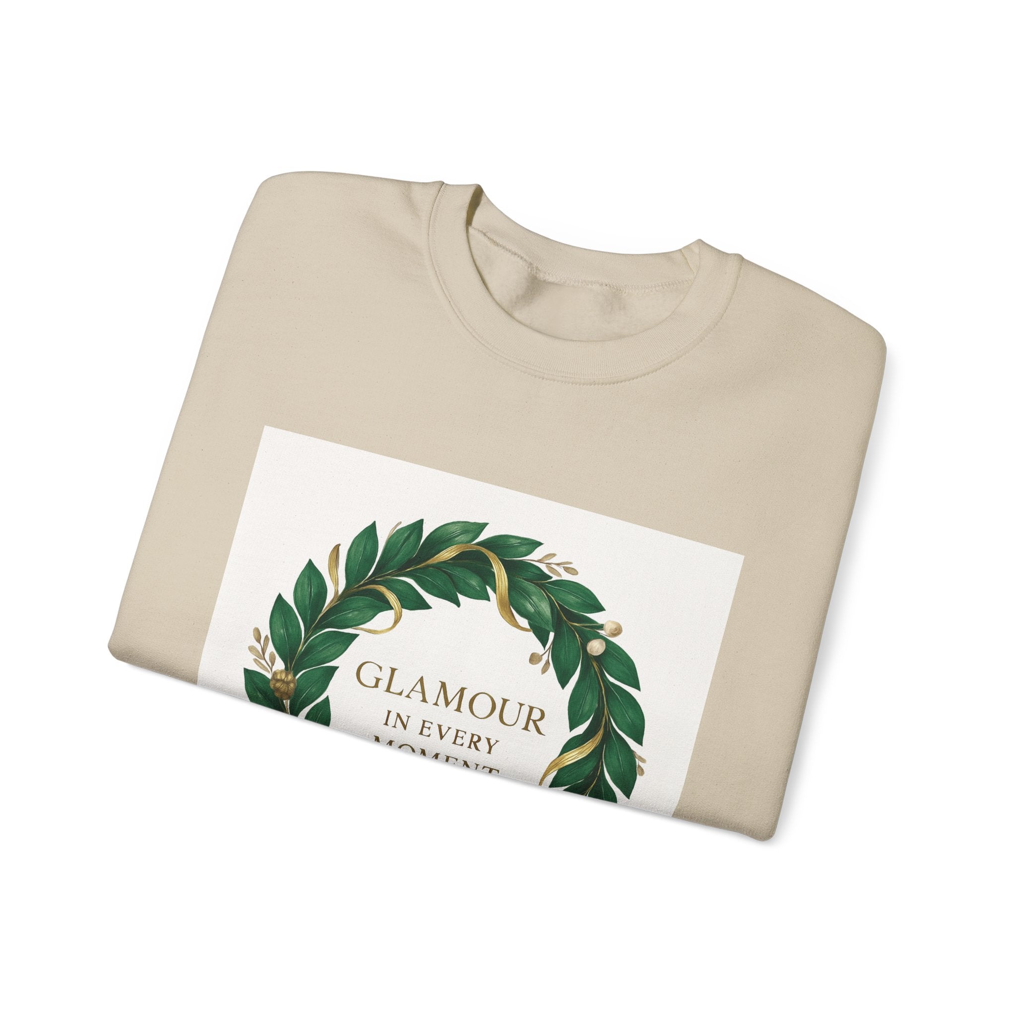 Crewneck Sweatshirt — "Glamour In Every Moment" Wreath Graphic