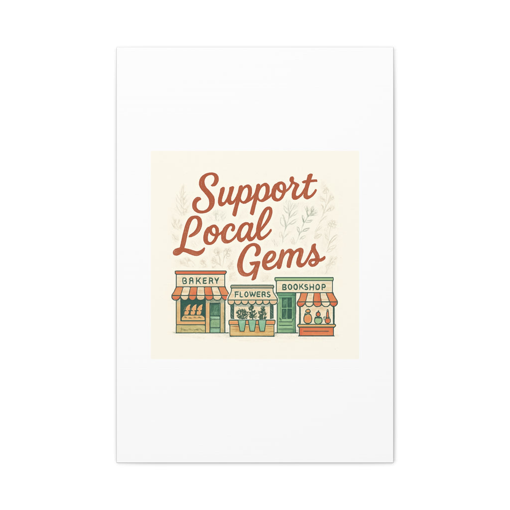 Support Local Gems Canvas Wall Art — Small Business Bakery Flowers Bookshop Print