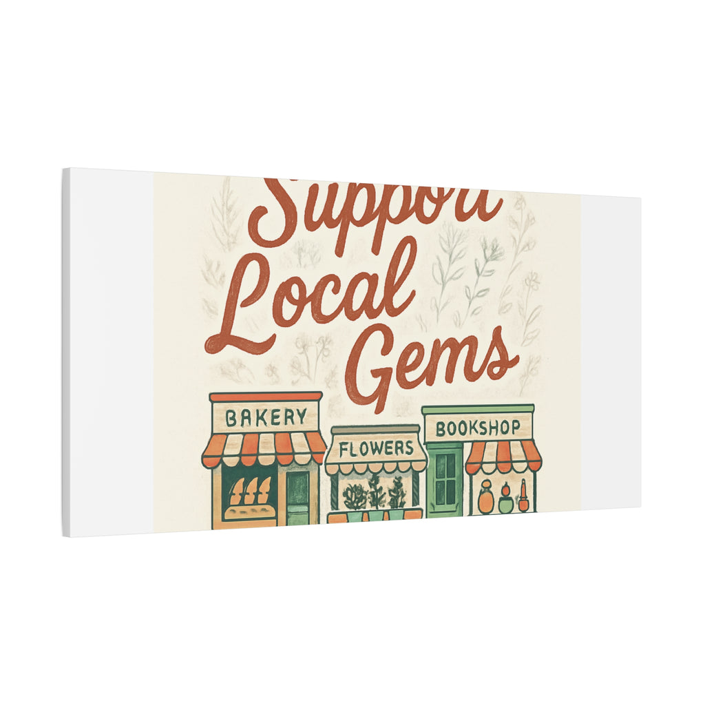 Support Local Gems Canvas Wall Art — Small Business Bakery Flowers Bookshop Print