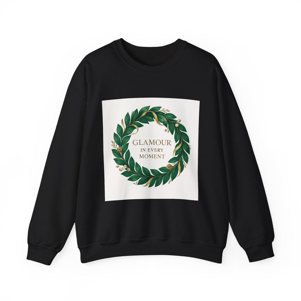 Crewneck Sweatshirt — "Glamour In Every Moment" Wreath Graphic