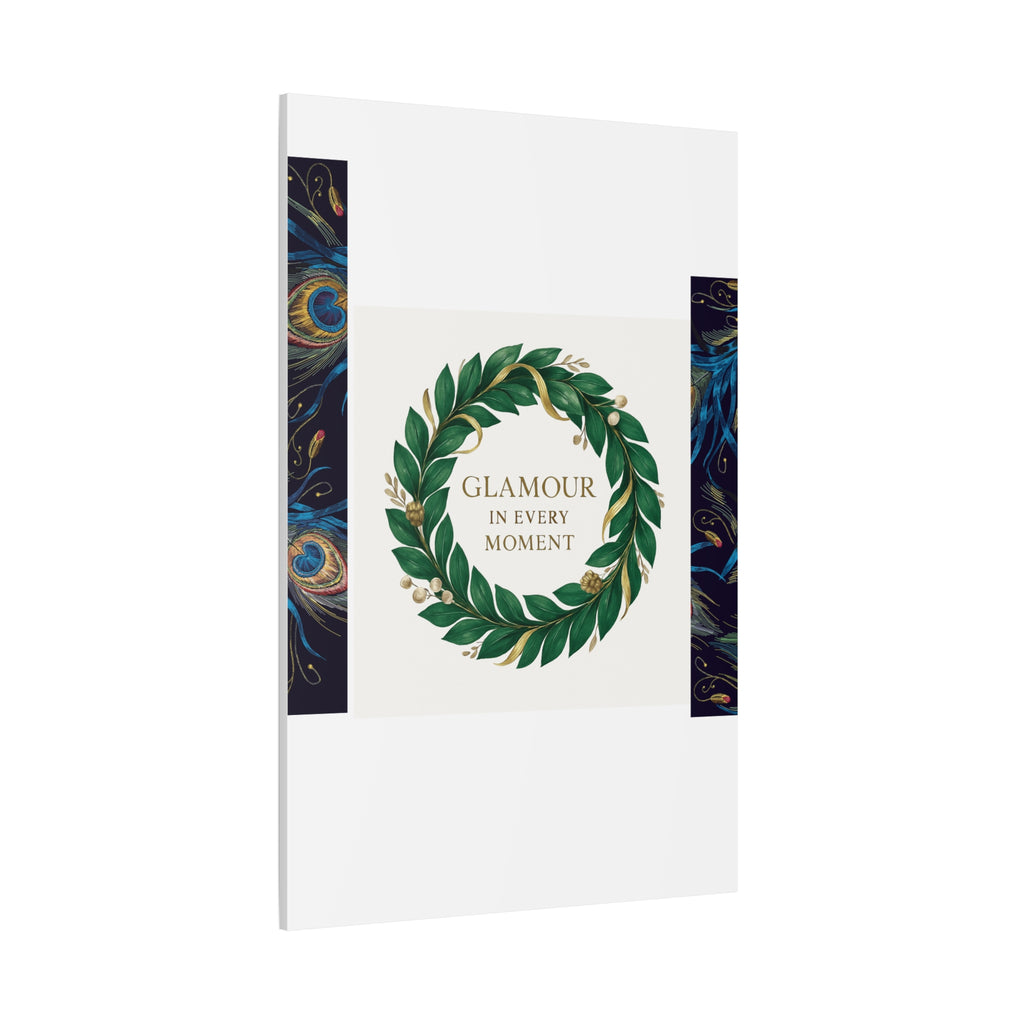 Canvas Wall Art - 'Glamour in Every Moment' Green Laurel Wreath