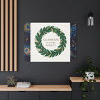 Canvas Wall Art - 'Glamour in Every Moment' Green Laurel Wreath