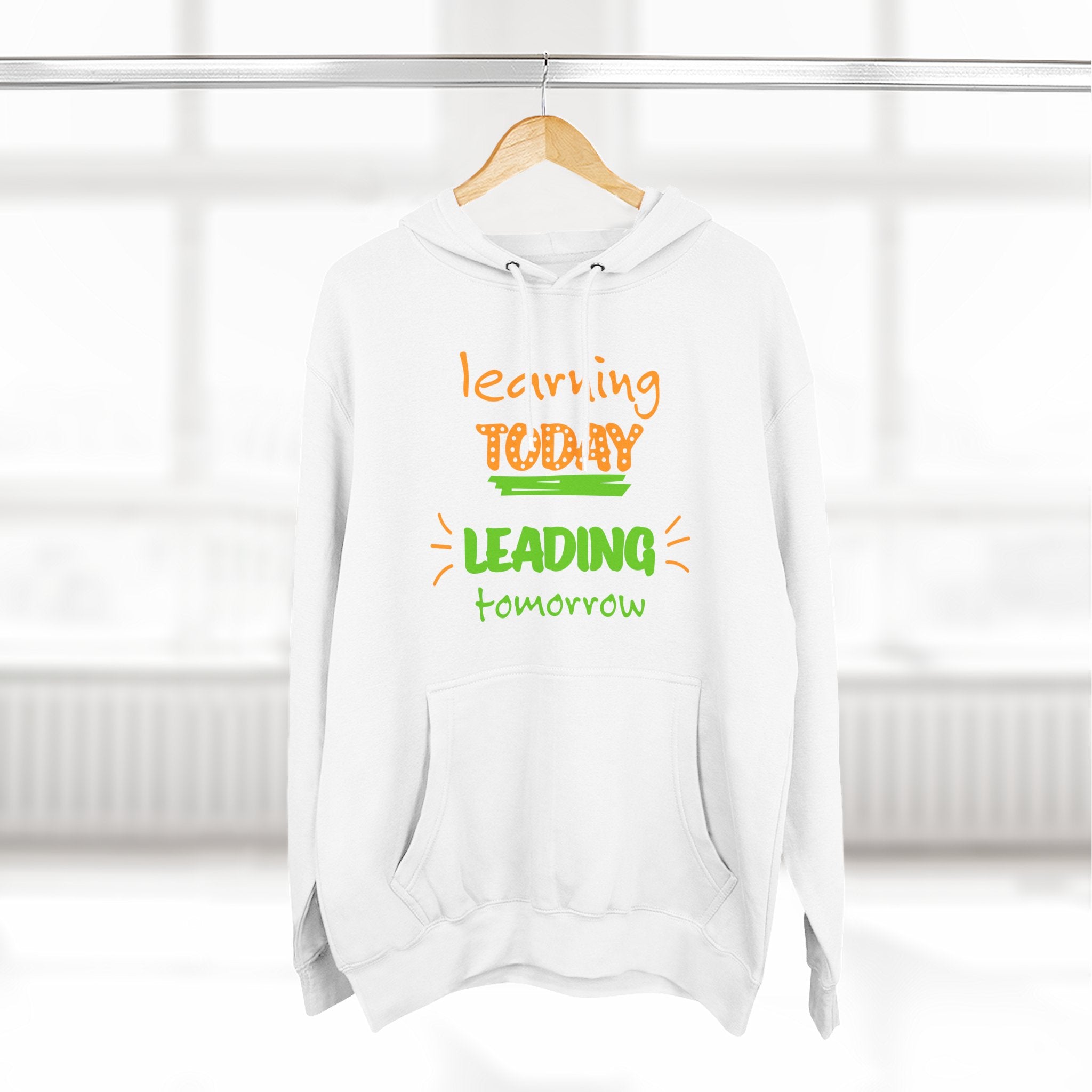 Hoodie - "Learning Today, Leading Tomorrow" Kids Inspirational Fleece Hoodie