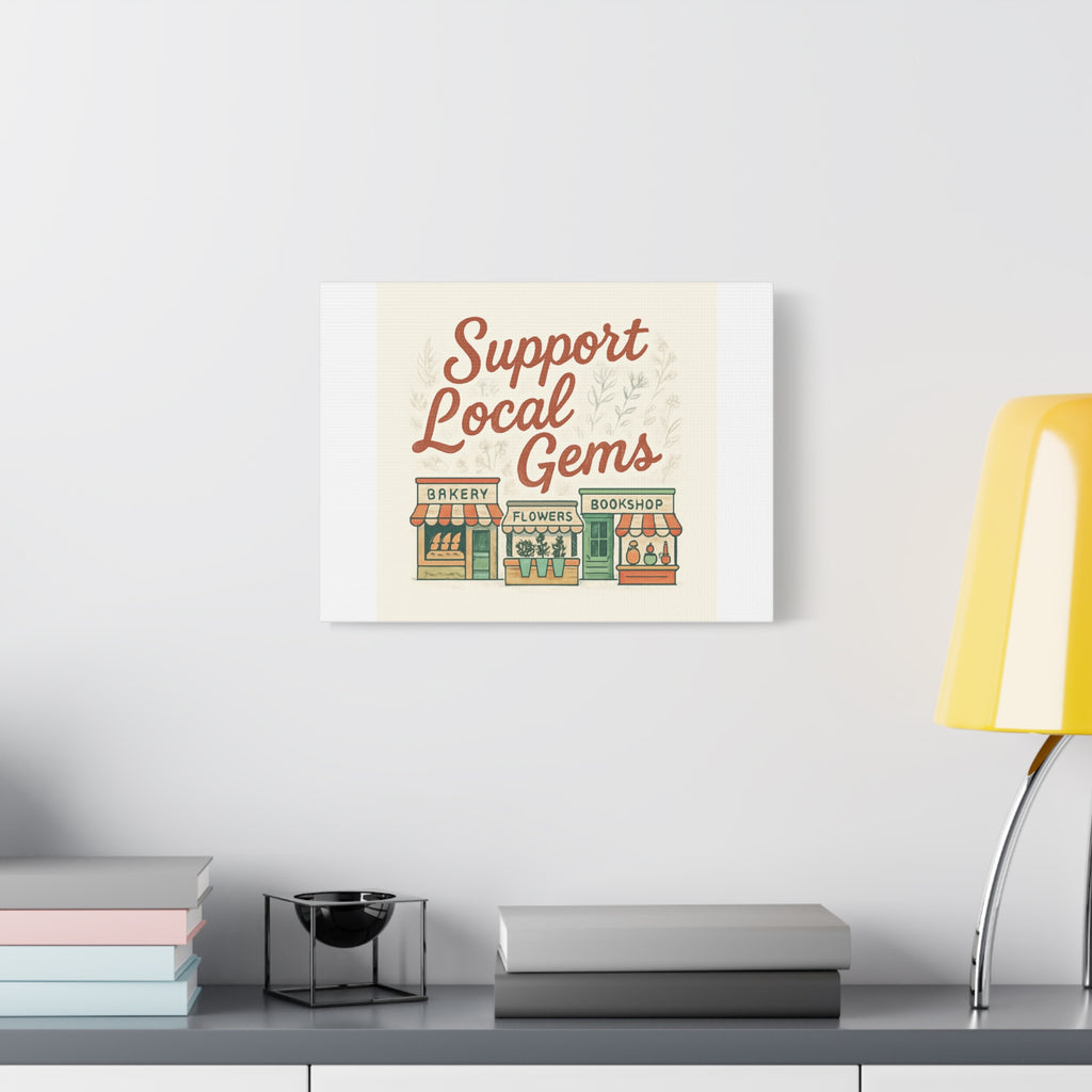 Support Local Gems Canvas Wall Art — Small Business Bakery Flowers Bookshop Print