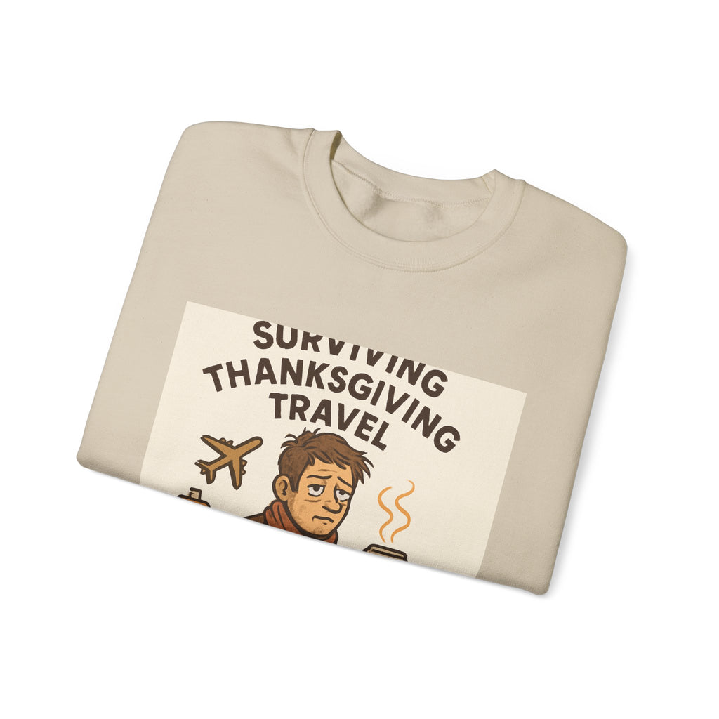 Thanksgiving Travel Sweatshirt — "Surviving Thanksgiving Travel" Crewneck