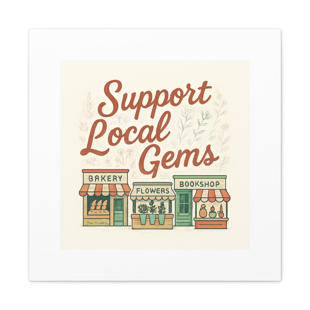 Support Local Gems Canvas Wall Art — Small Business Bakery Flowers Bookshop Print