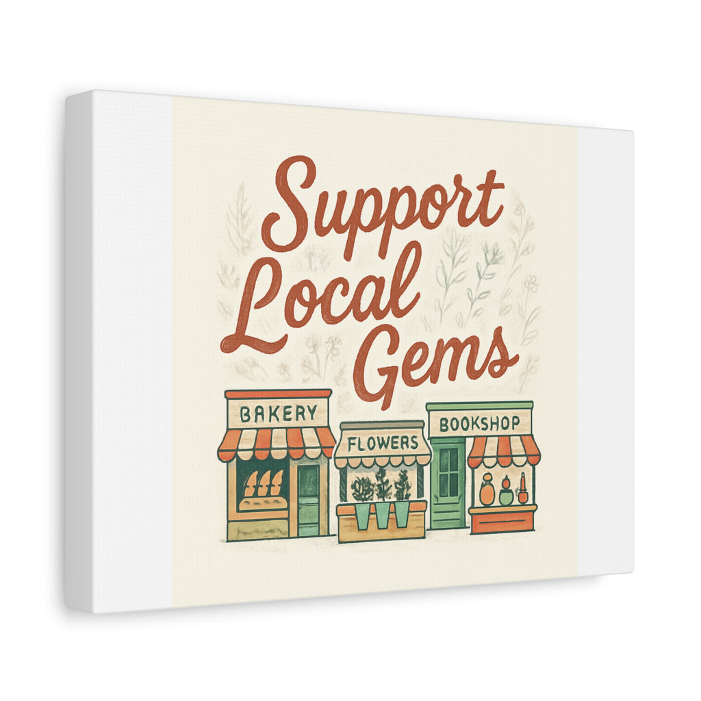 Support Local Gems Canvas Wall Art — Small Business Bakery Flowers Bookshop Print