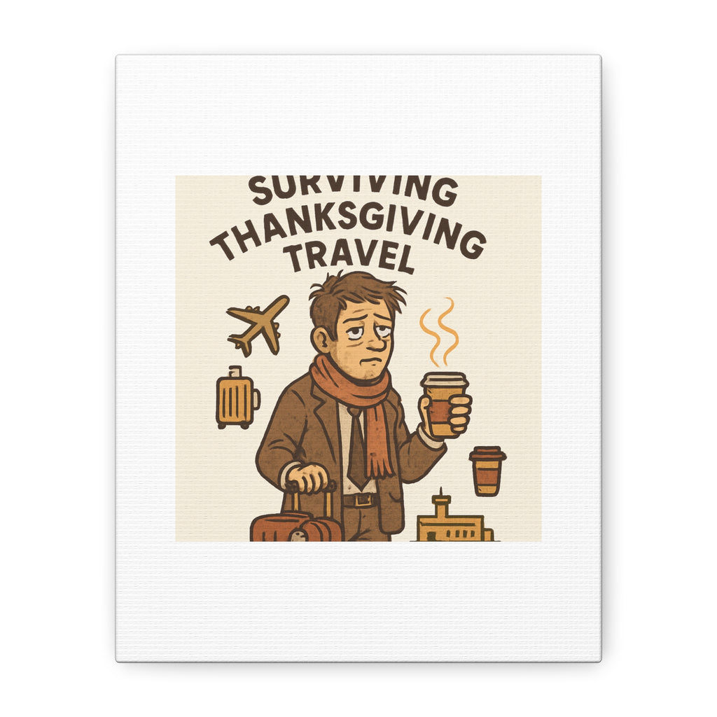 Surviving Thanksgiving Travel Canvas Art — Funny Travel Humor Wall Decor