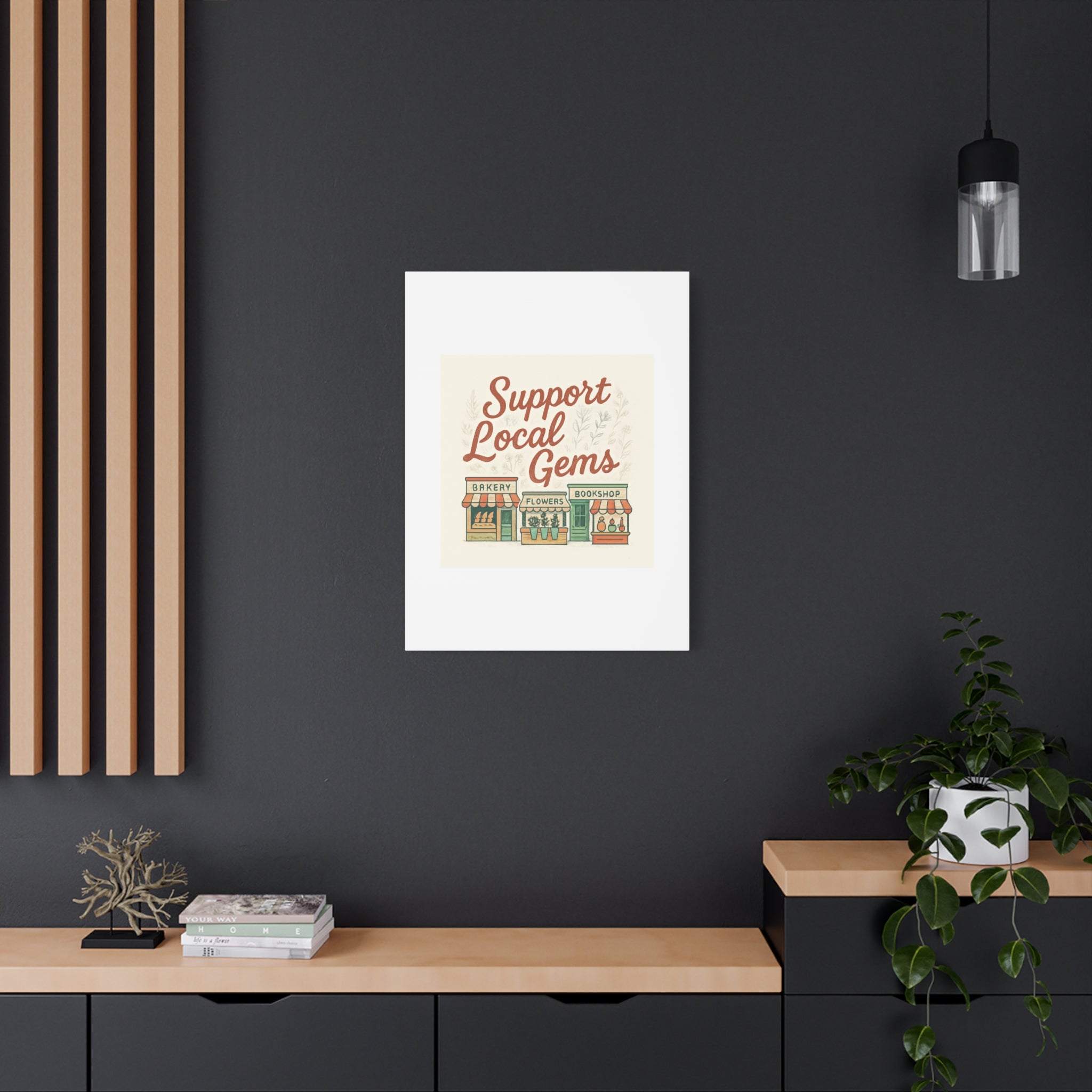 Support Local Gems Canvas Wall Art — Small Business Bakery Flowers Bookshop Print