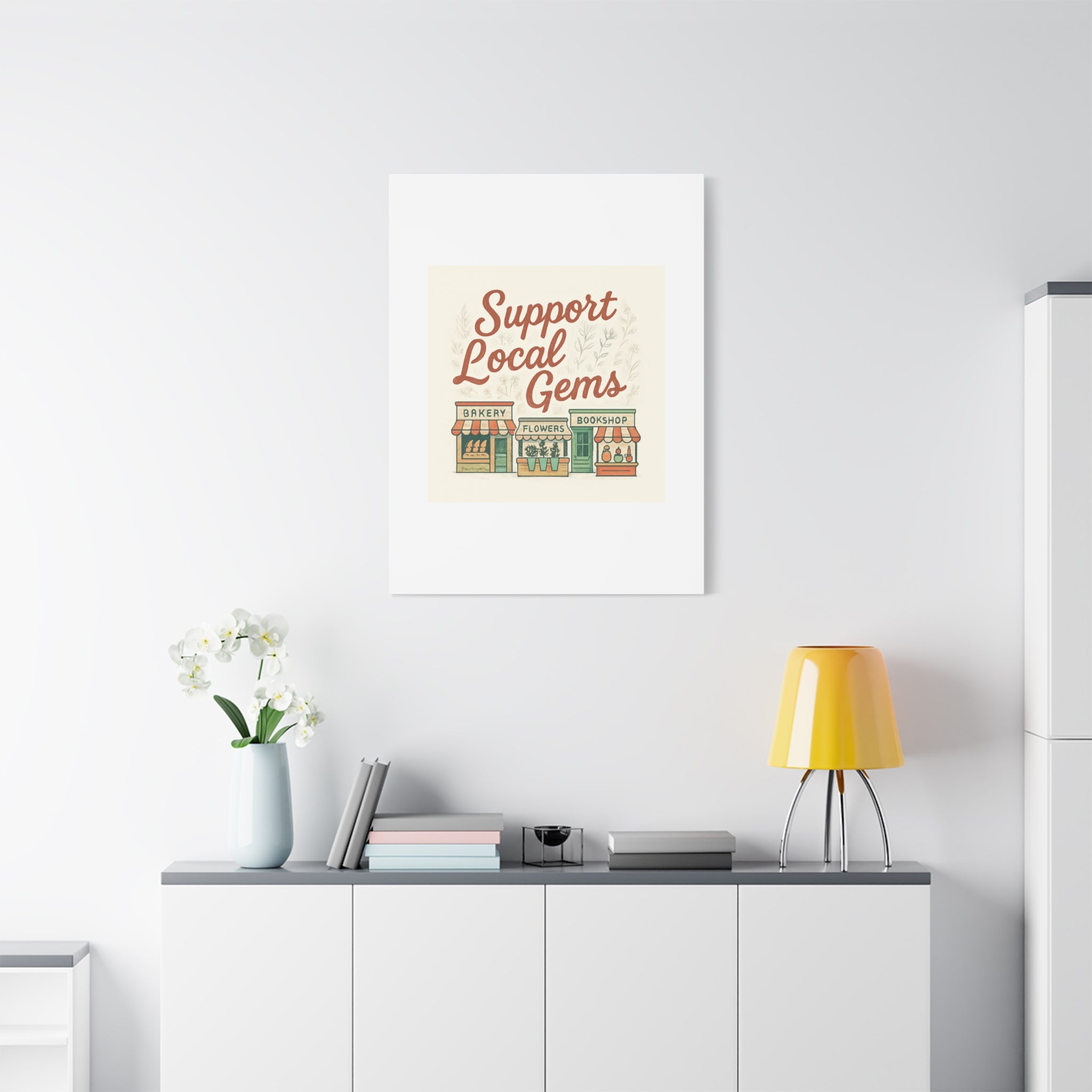 Support Local Gems Canvas Wall Art — Small Business Bakery Flowers Bookshop Print