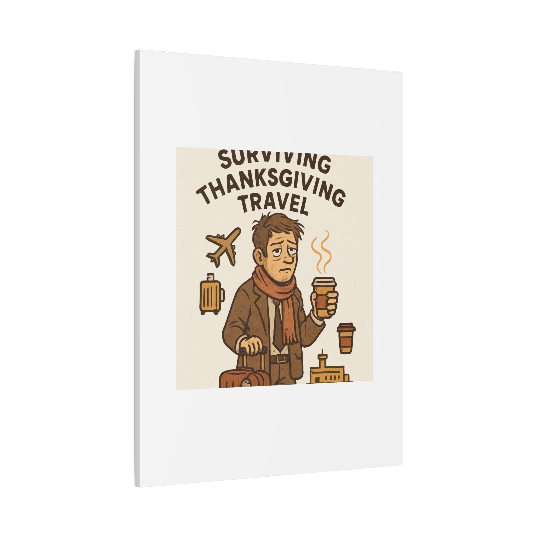 Surviving Thanksgiving Travel Canvas Art — Funny Travel Humor Wall Decor