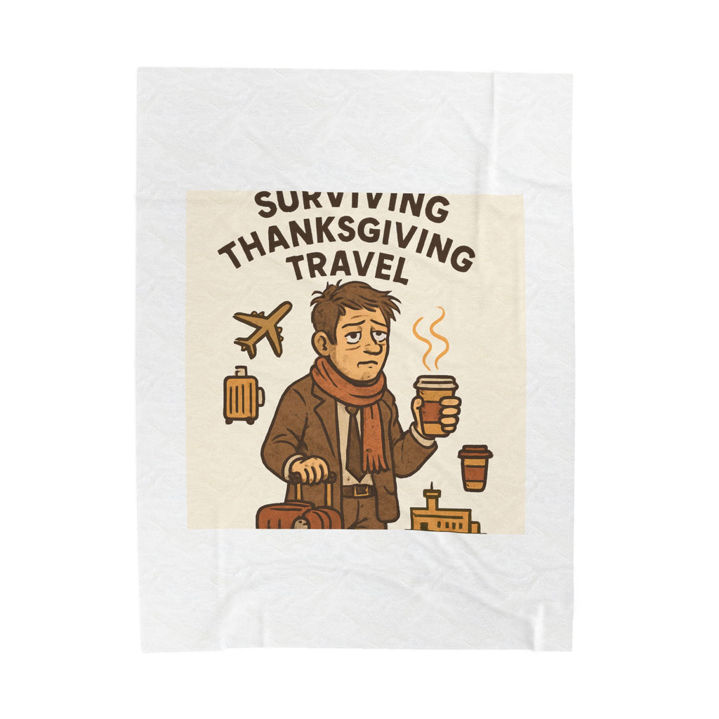 Velveteen Blanket — "Surviving Thanksgiving Travel" Cozy Holiday Travel Throw