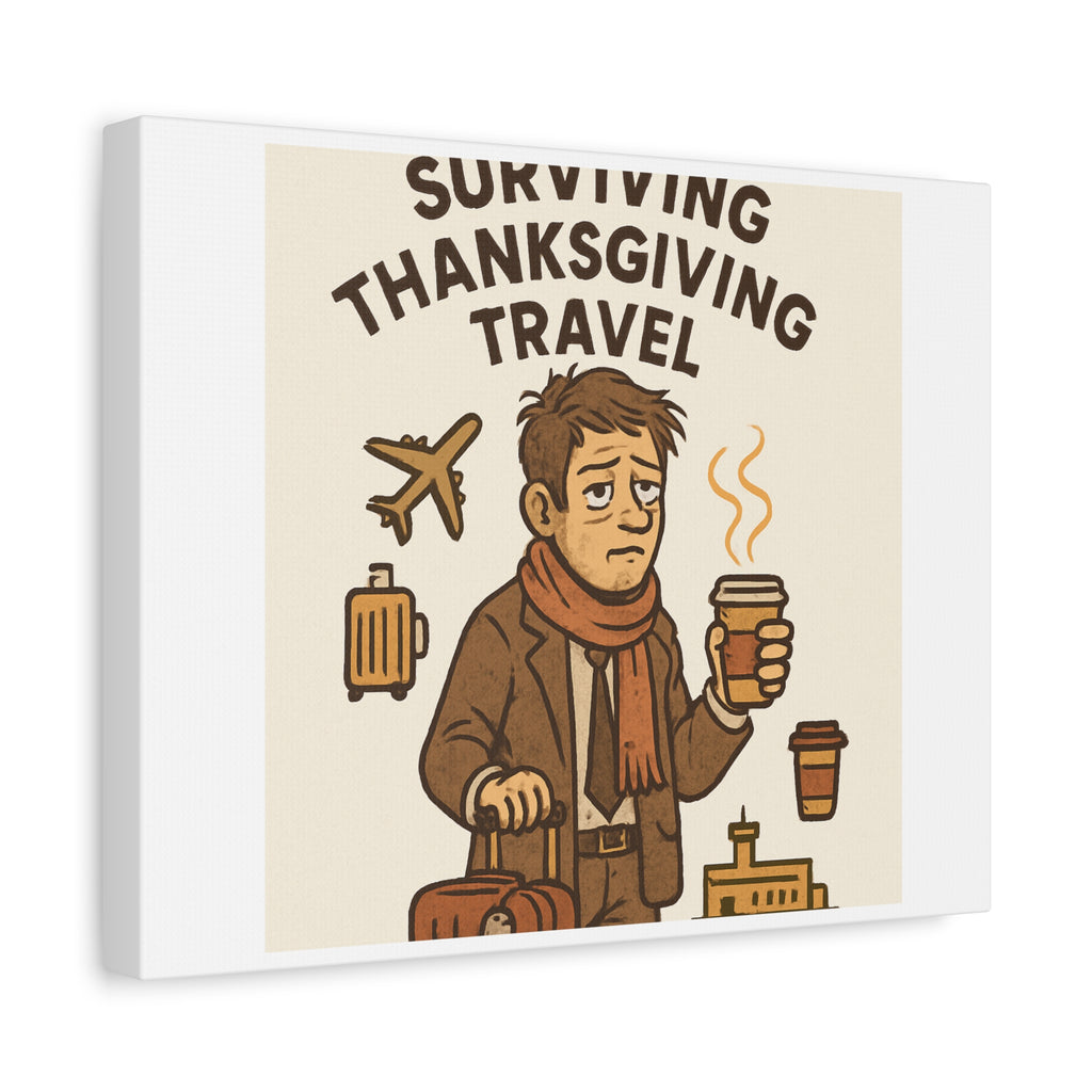 Surviving Thanksgiving Travel Canvas Art — Funny Travel Humor Wall Decor