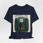 Embrace the Night Tee — Moonlit Cabin Graphic T-Shirt
