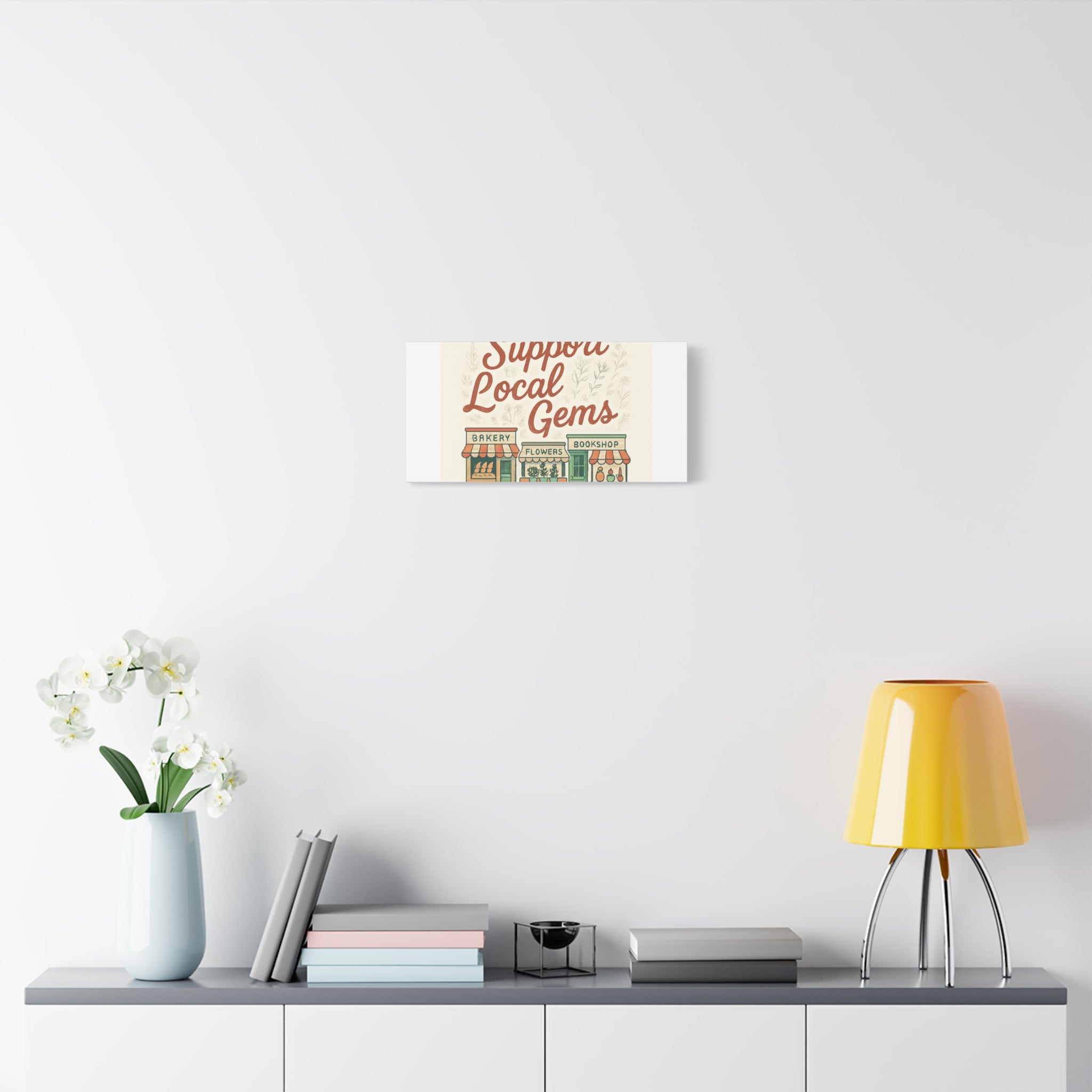 Support Local Gems Canvas Wall Art — Small Business Bakery Flowers Bookshop Print