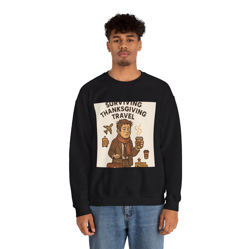 Thanksgiving Travel Sweatshirt — "Surviving Thanksgiving Travel" Crewneck