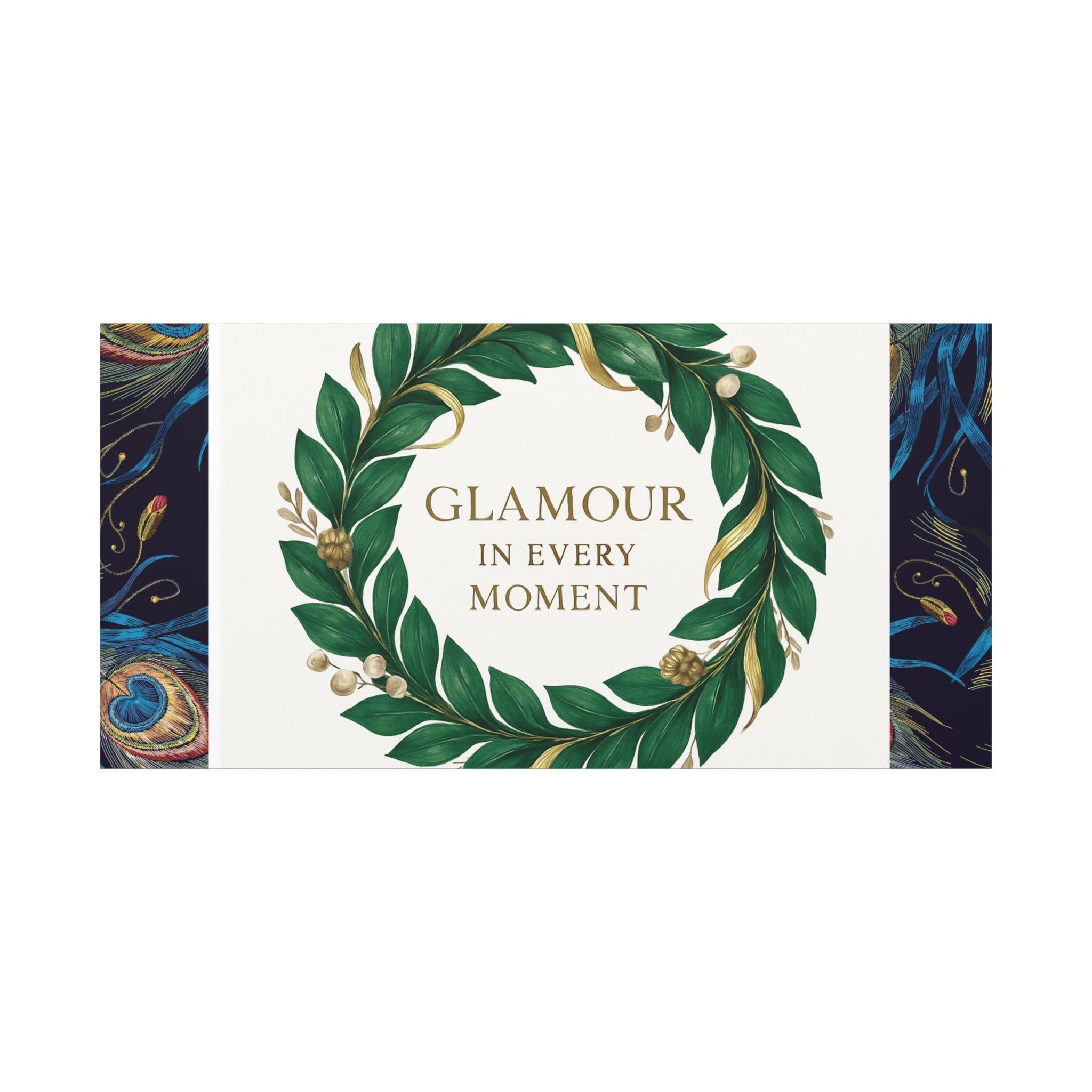 Canvas Wall Art - 'Glamour in Every Moment' Green Laurel Wreath