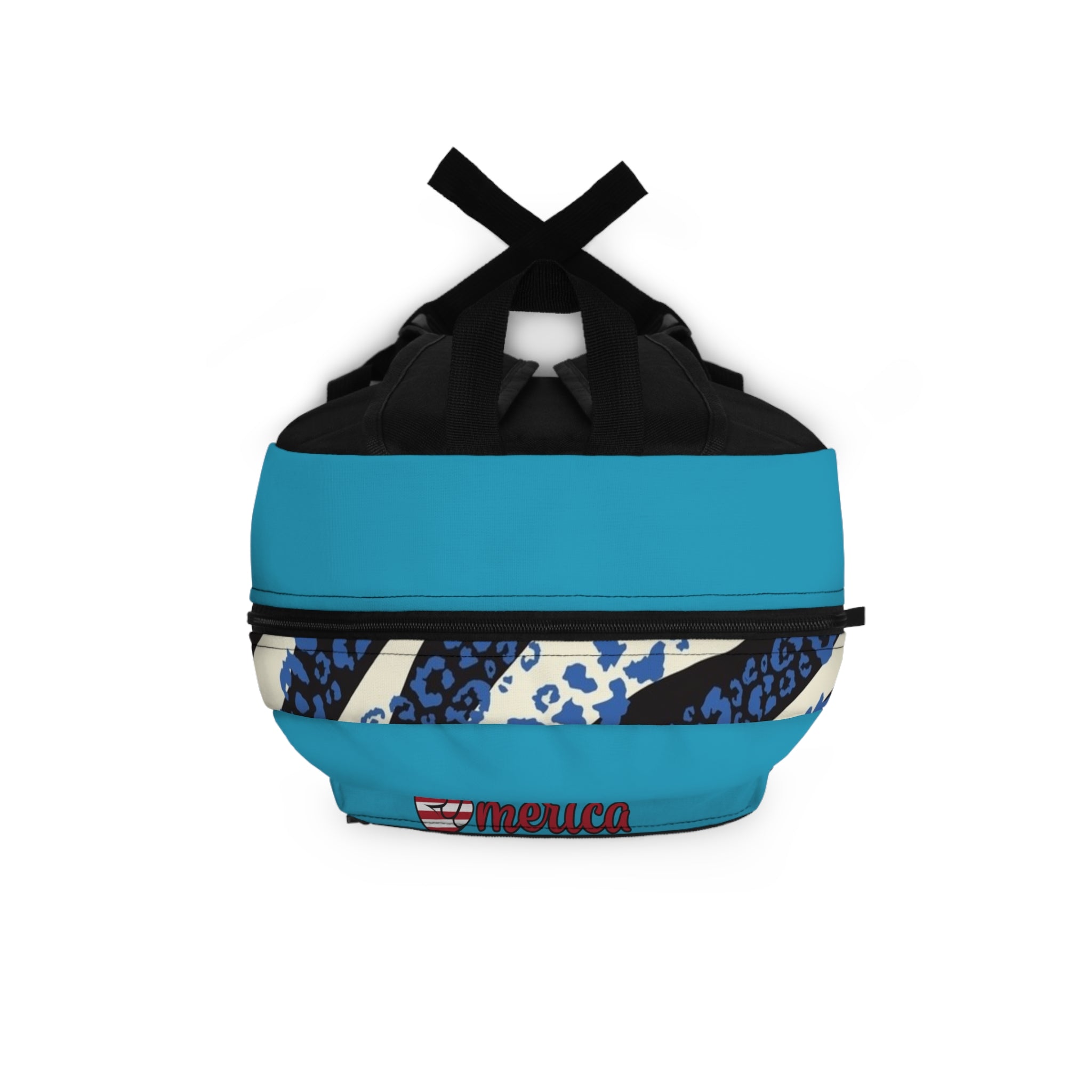 Orange Leopard Accent Backpack — 'America' Pocket Graphic, Trendy Animal Print Daypack