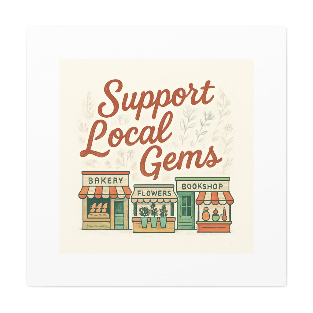 Support Local Gems Canvas Wall Art — Small Business Bakery Flowers Bookshop Print