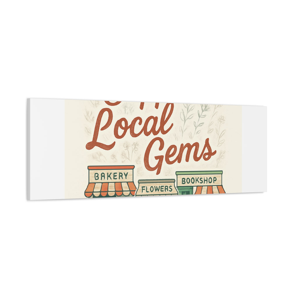 Support Local Gems Canvas Wall Art — Small Business Bakery Flowers Bookshop Print