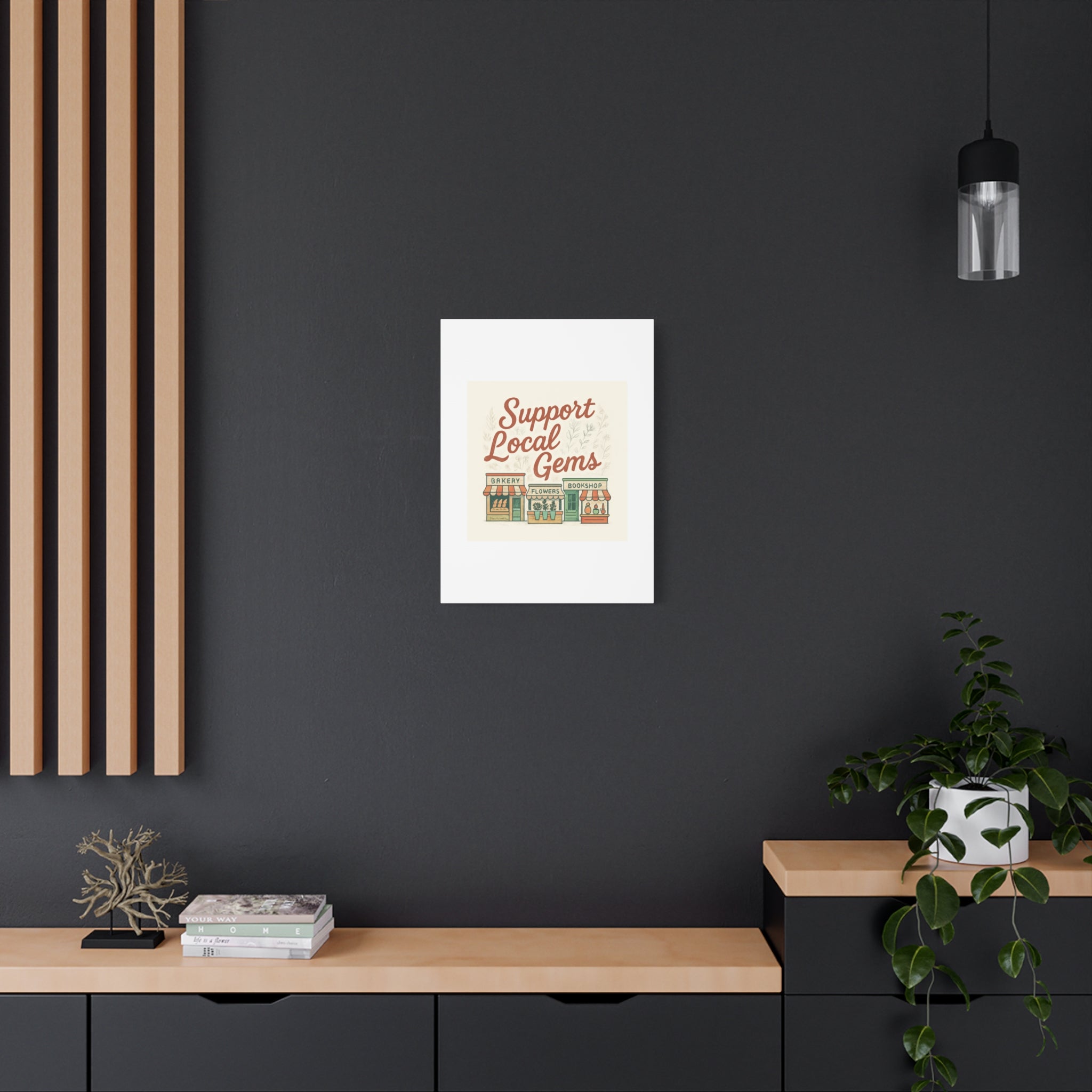 Support Local Gems Canvas Wall Art — Small Business Bakery Flowers Bookshop Print