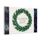Canvas Wall Art - 'Glamour in Every Moment' Green Laurel Wreath