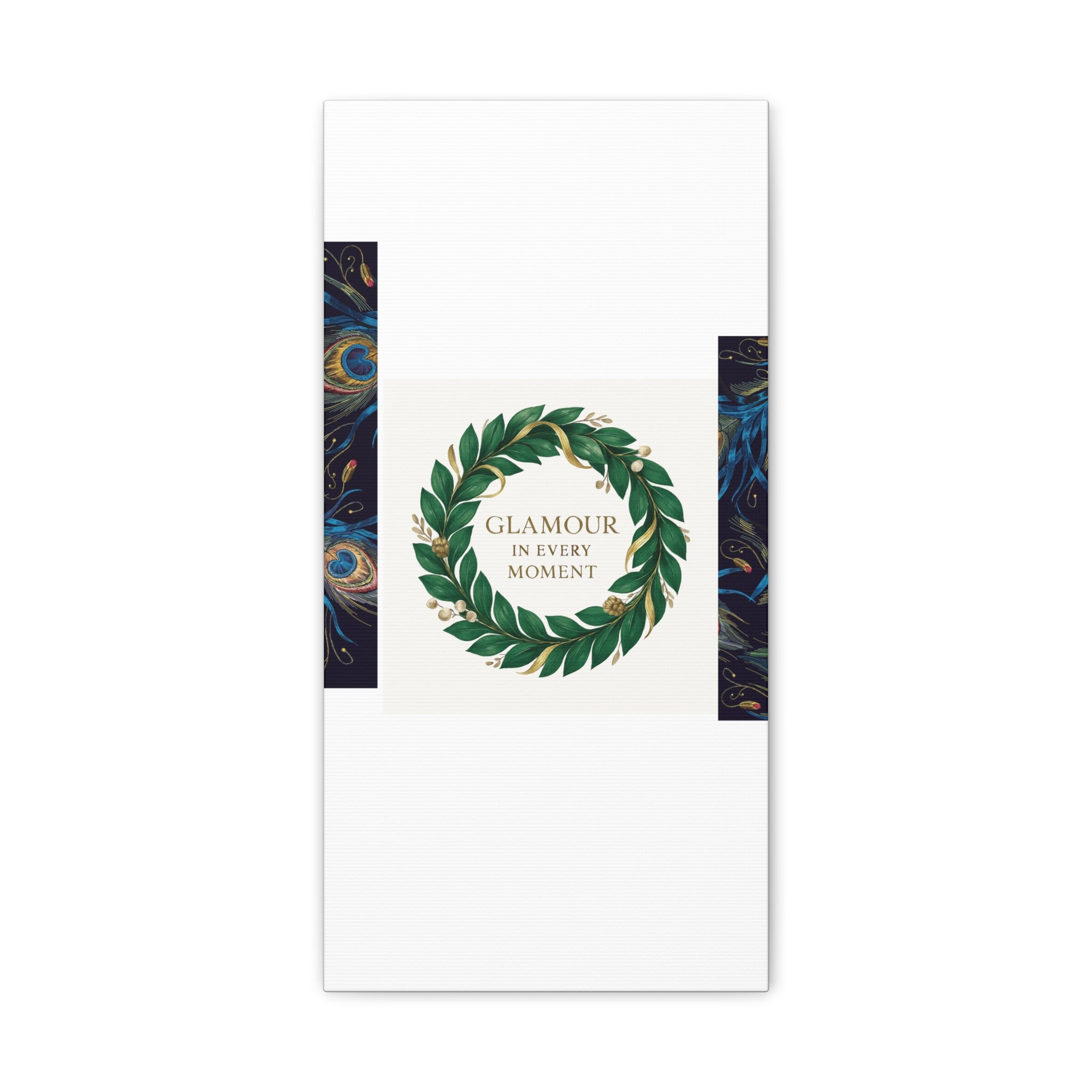 Canvas Wall Art - 'Glamour in Every Moment' Green Laurel Wreath