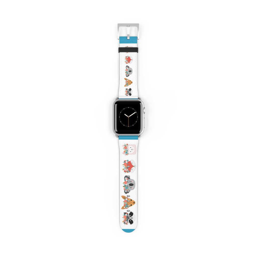Cute Woodland Animals Watch Band — Floral Fox, Koala & Raccoon Apple Watch Strap