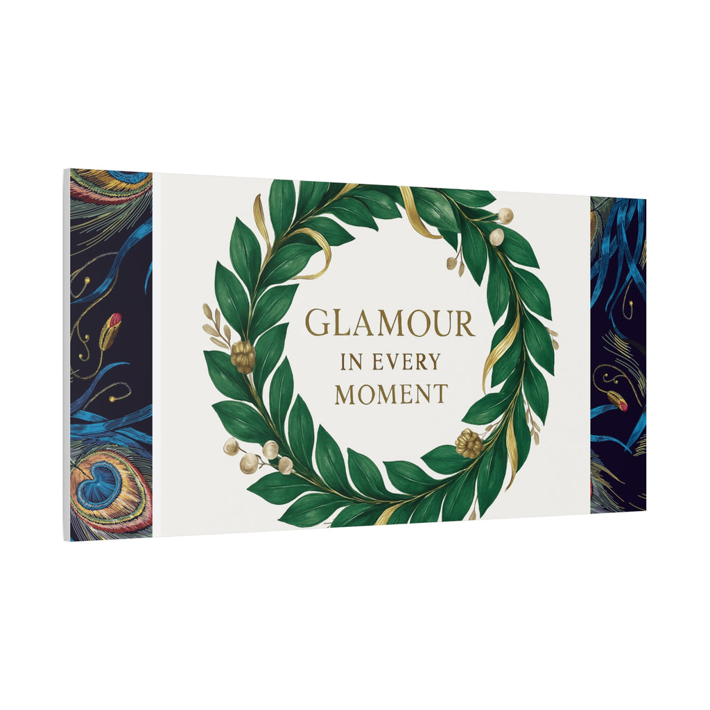 Canvas Wall Art - 'Glamour in Every Moment' Green Laurel Wreath