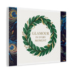 Canvas Wall Art - 'Glamour in Every Moment' Green Laurel Wreath