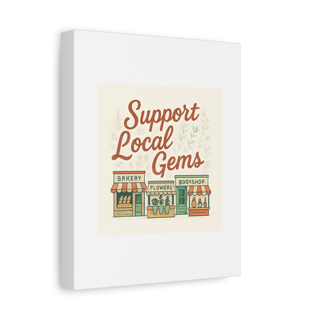 Support Local Gems Canvas Wall Art — Small Business Bakery Flowers Bookshop Print