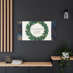 Canvas Wall Art - 'Glamour in Every Moment' Green Laurel Wreath