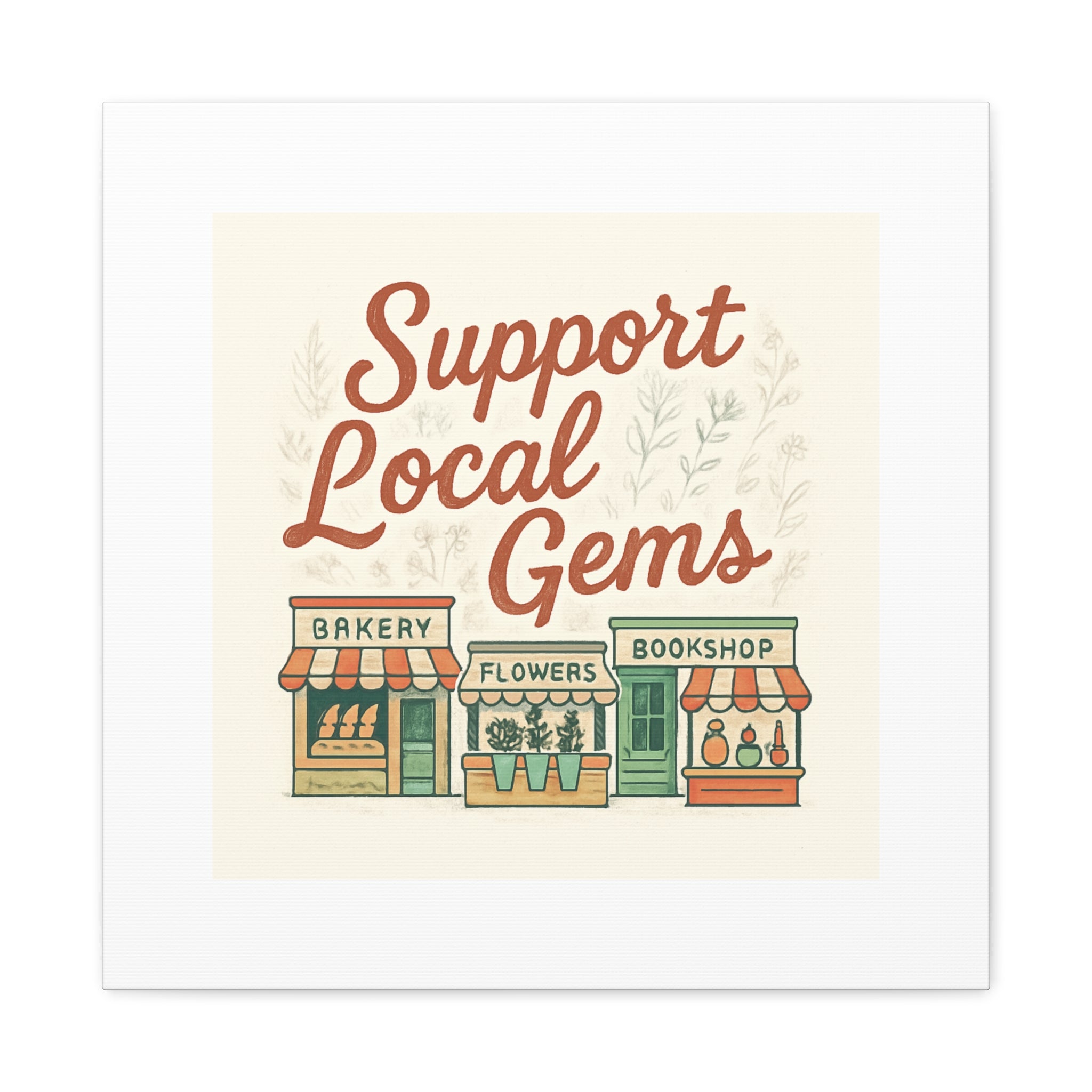 Support Local Gems Canvas Wall Art — Small Business Bakery Flowers Bookshop Print