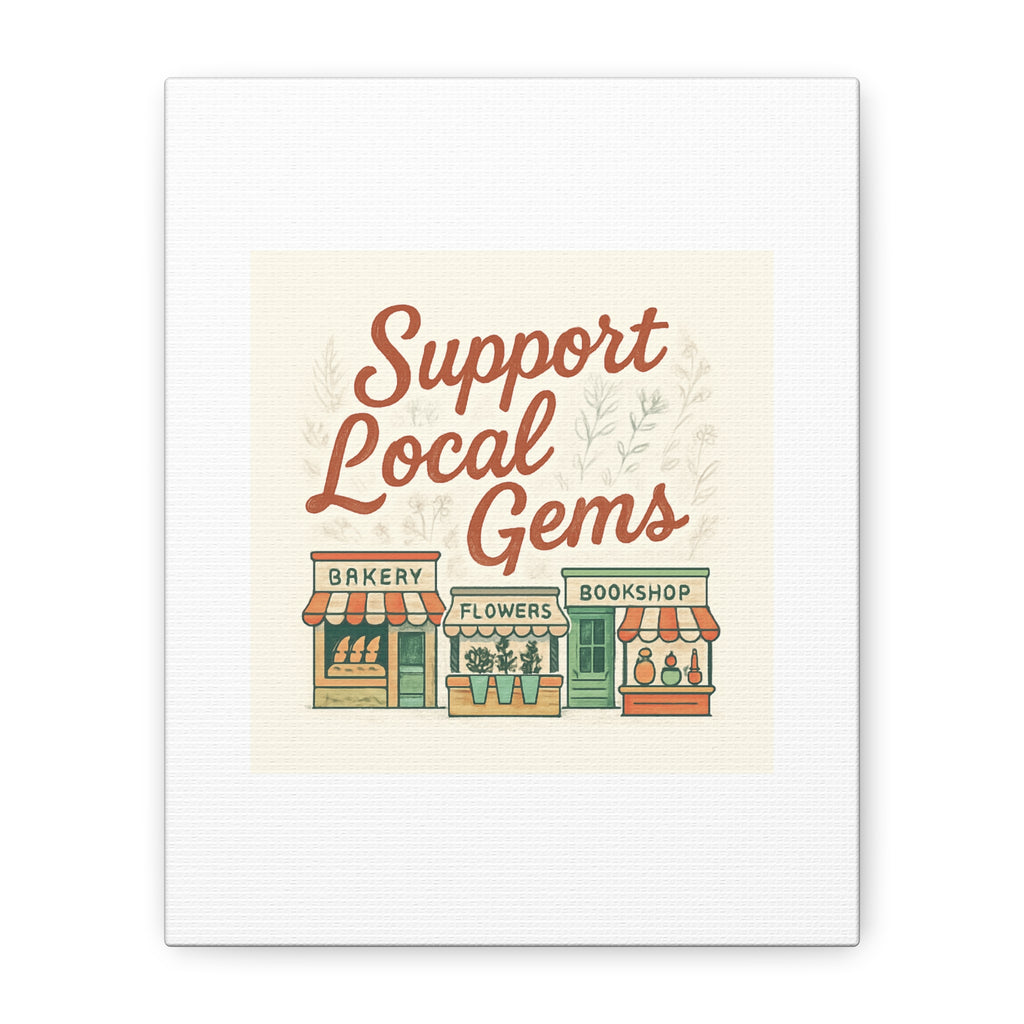 Support Local Gems Canvas Wall Art — Small Business Bakery Flowers Bookshop Print