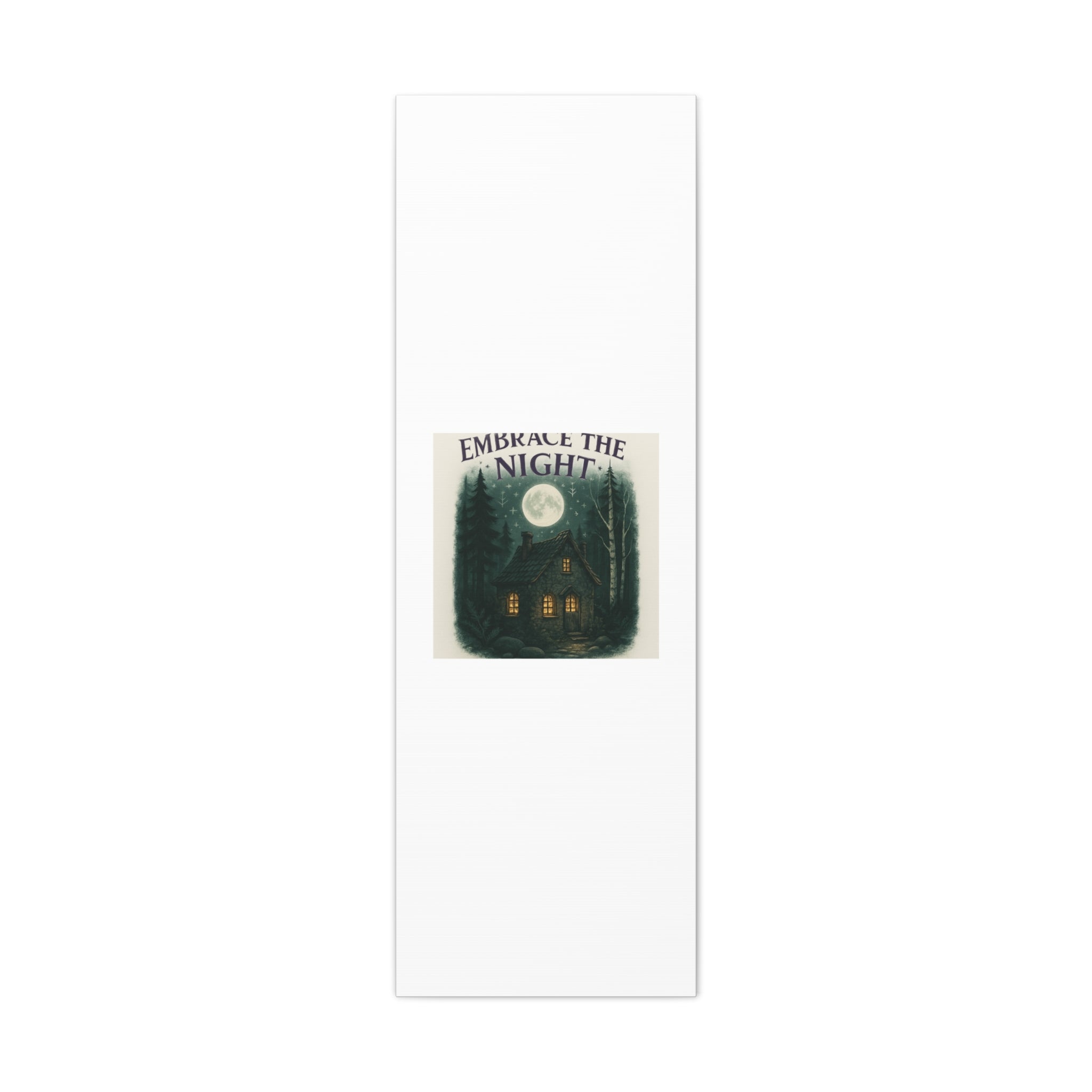 Embrace the Night Cottage Canvas Print — Moonlit Forest Wall Art