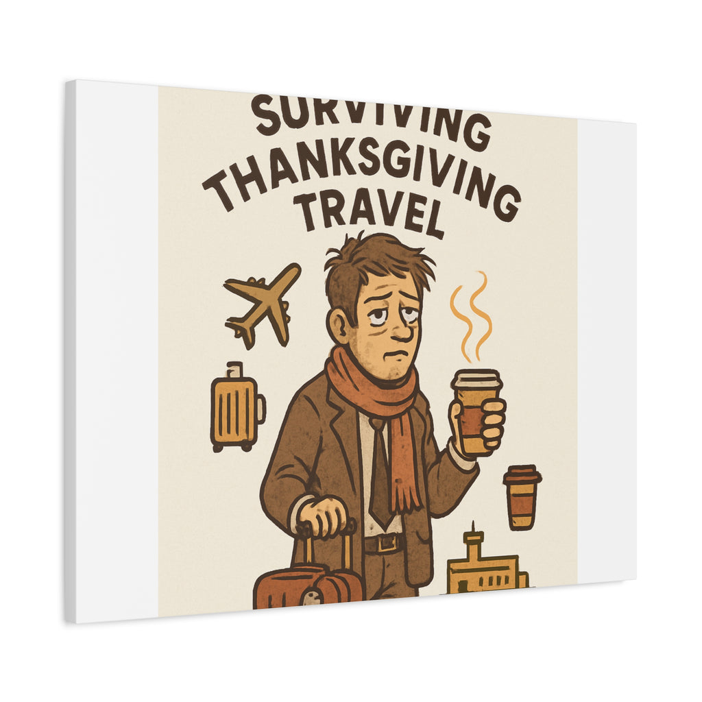 Surviving Thanksgiving Travel Canvas Art — Funny Travel Humor Wall Decor