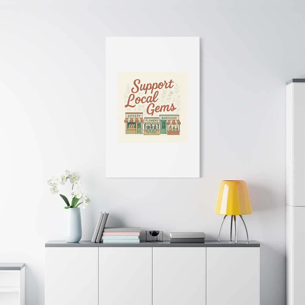 Support Local Gems Canvas Wall Art — Small Business Bakery Flowers Bookshop Print