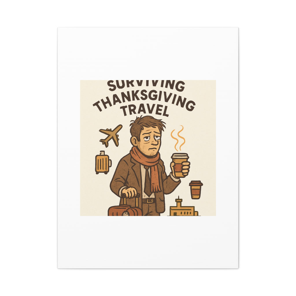 Surviving Thanksgiving Travel Canvas Art — Funny Travel Humor Wall Decor