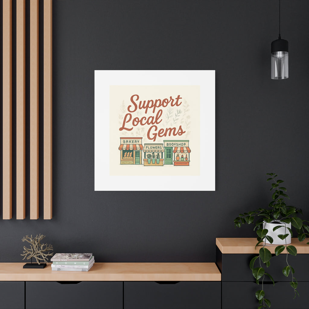 Support Local Gems Canvas Wall Art — Small Business Bakery Flowers Bookshop Print