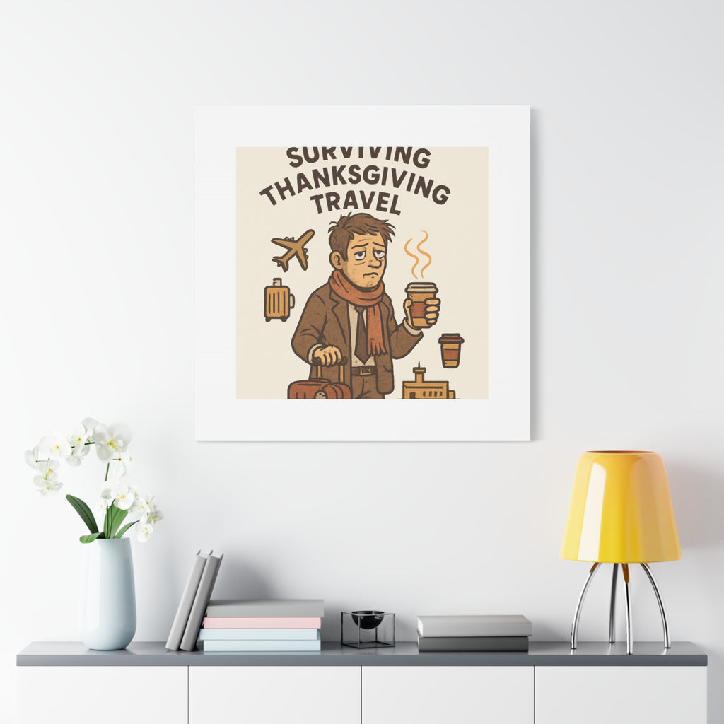 Surviving Thanksgiving Travel Canvas Art — Funny Travel Humor Wall Decor