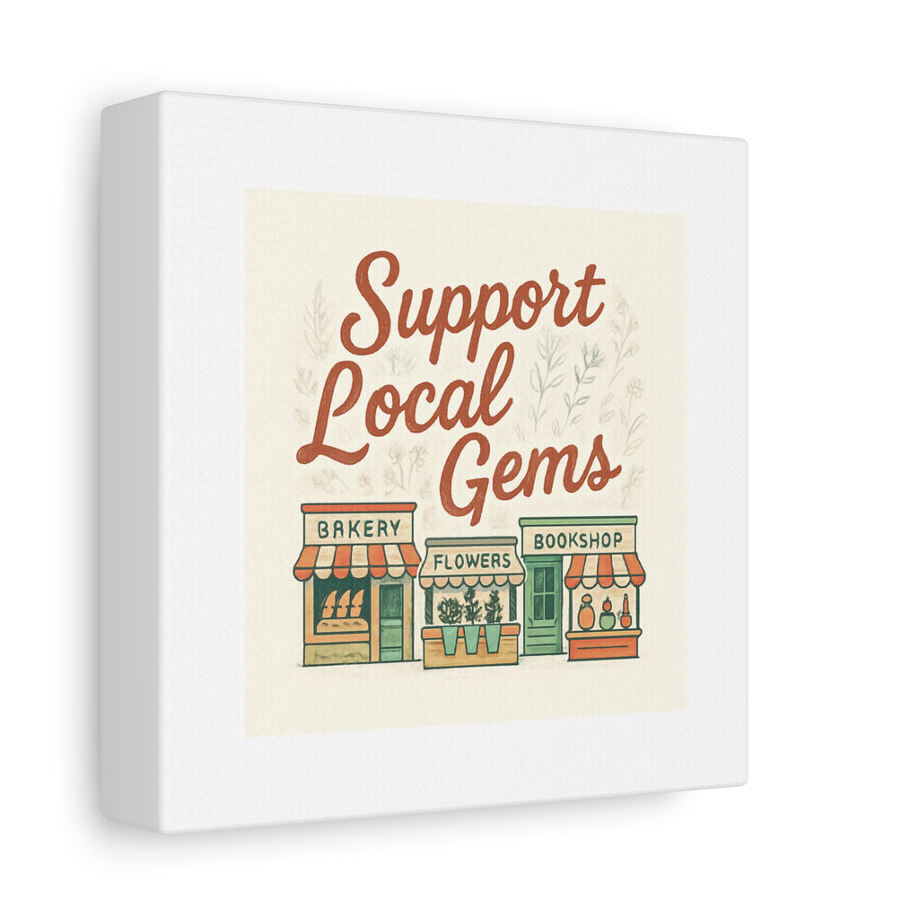 Support Local Gems Canvas Wall Art — Small Business Bakery Flowers Bookshop Print