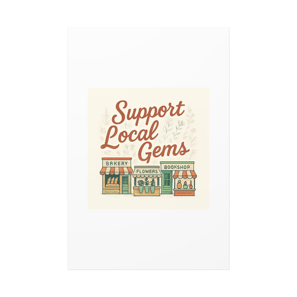 Support Local Gems Canvas Wall Art — Small Business Bakery Flowers Bookshop Print