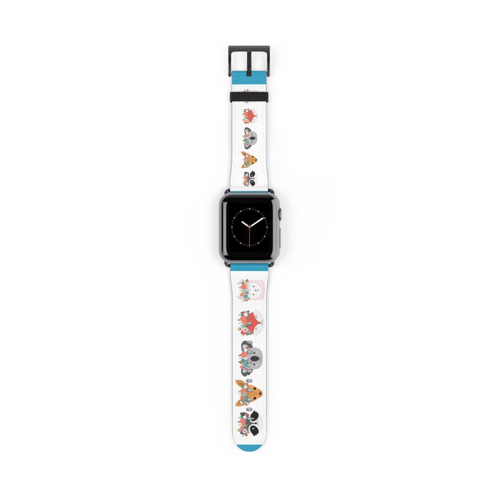 Cute Woodland Animals Watch Band — Floral Fox, Koala & Raccoon Apple Watch Strap